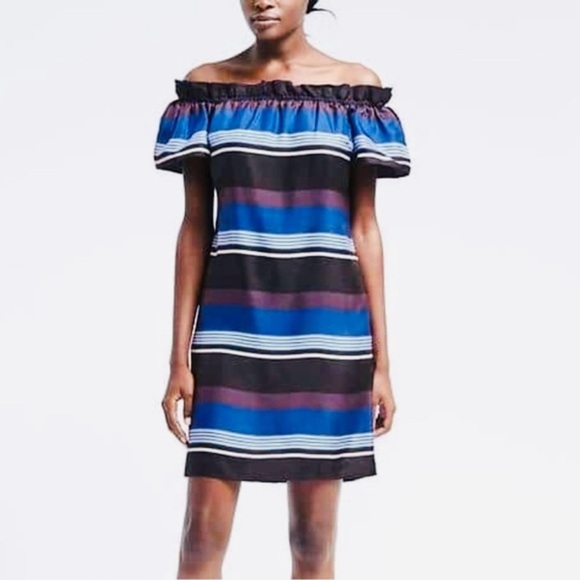 Banana Republic Silk Ruffle Off The Shoulder Mini Dress - Picture 2 of 9